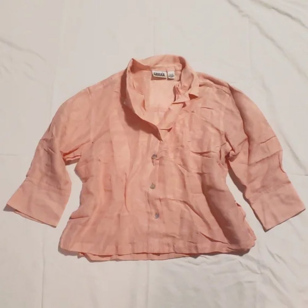 ❤️ Chico's Linen & Silk 3/4 sleeve Blouse ❤️